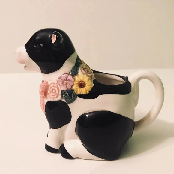 Giftcraft Cow Creamer Pitcher 4.5 Inch Tall Floral Figurine - Picture 13 of 13